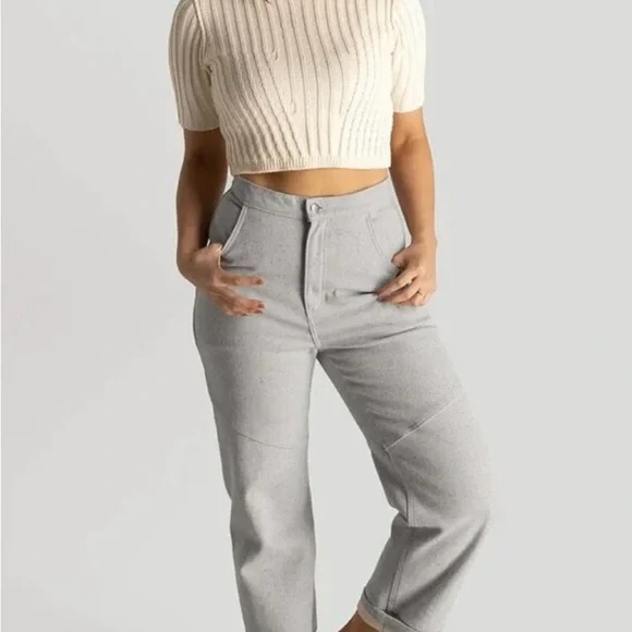 Soluna Collective Denim Pants Grey Adjustable Size 6 Upcycled Cotton Relaxed Fit - Picture 3 of 13